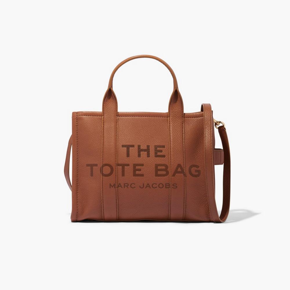 Bolsas Tote Marc Jacobs Leather Medium Feminino Marrom Portugal | 43862-YQXI