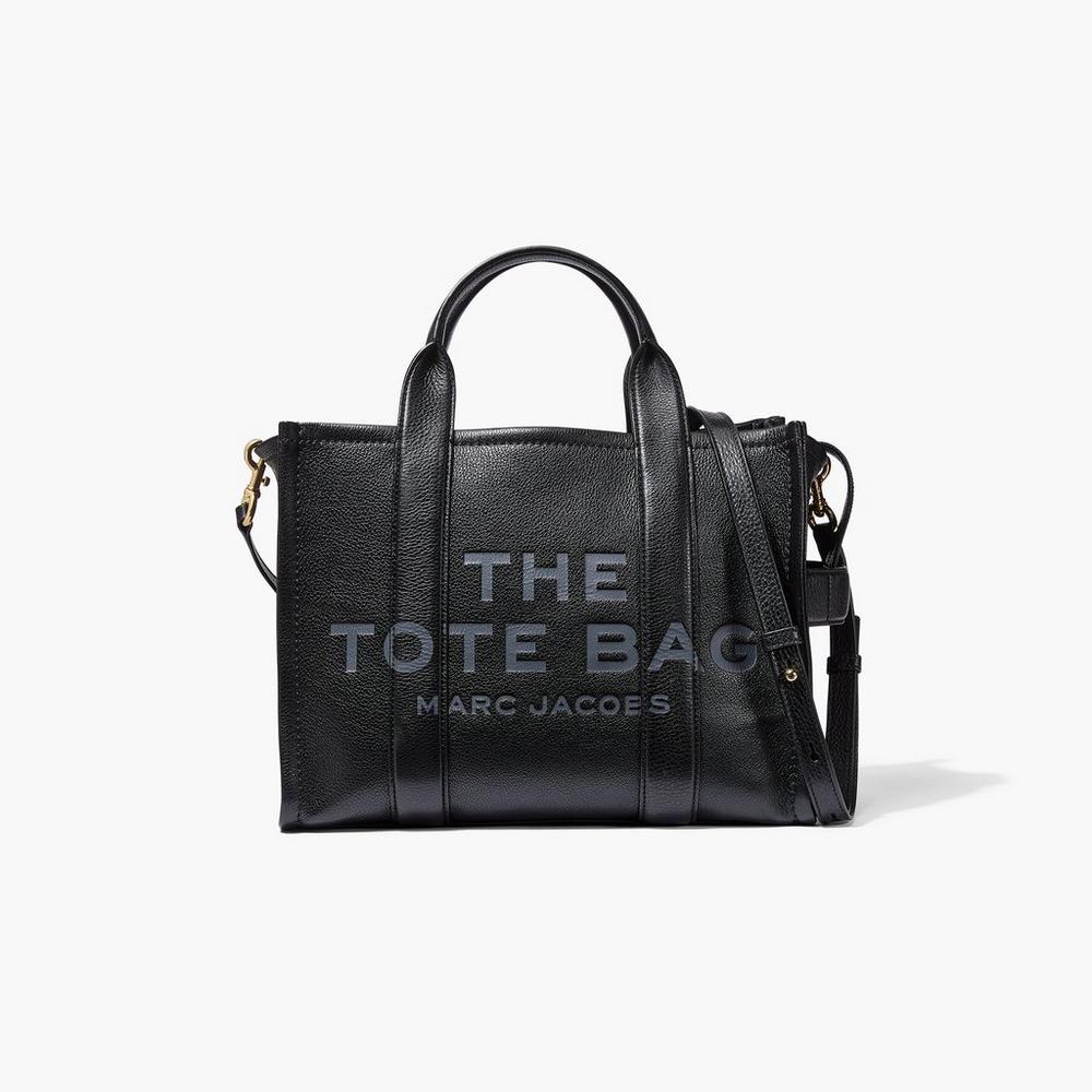 Bolsas Tote Marc Jacobs Leather Medium Feminino Pretas Portugal | 79835-TMQN